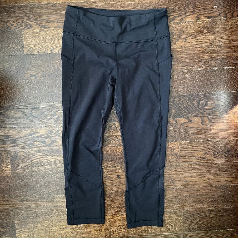 Lululemon Pace Rival Crop Black Yoga Running Leggings w/pockets-Size 6